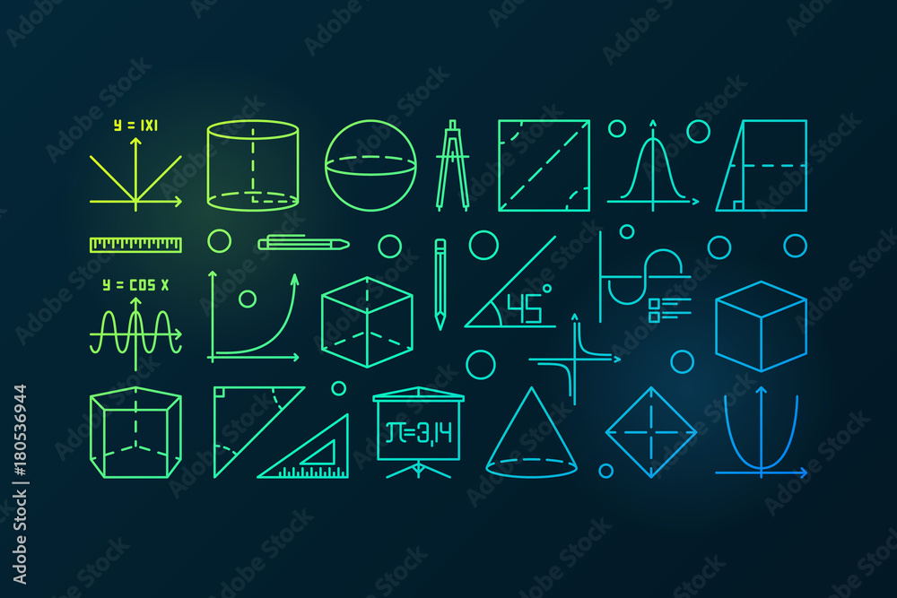 Trigonometry colorful line illustration or banner Stock Vector | Adobe ...