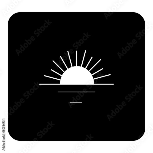 Vector icon sunset, sunrise symbol. Vector white illustration on black background