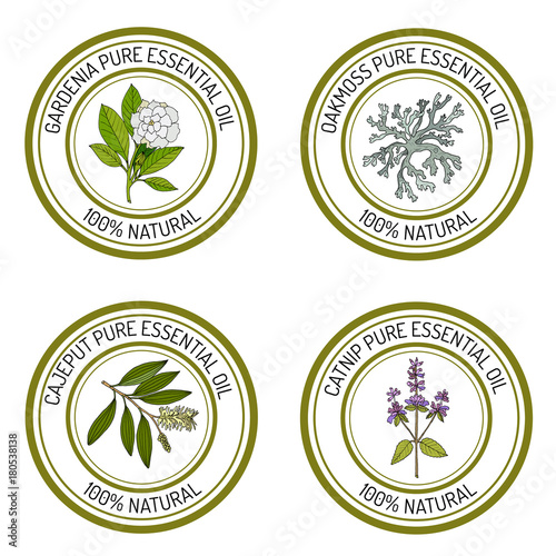 Set of essential oil labels