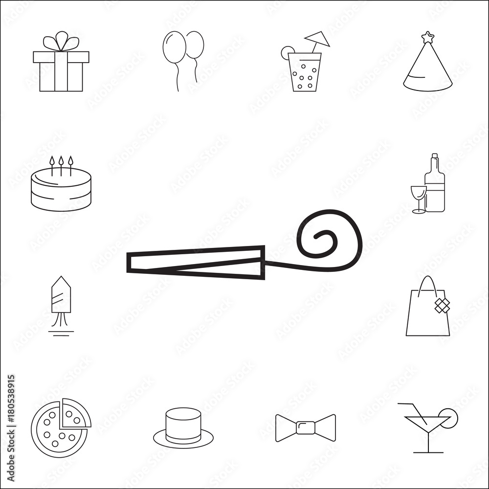party horn blowout icon. Set of party icons. Signs, outline symbols collection, simple thin line icons for websites, web design, mobile app, info graphics party horn blowout icon. Set of party icons. Signs, outline symbols collection, simple thin line icons for websites, web design, mobile app, info graphics