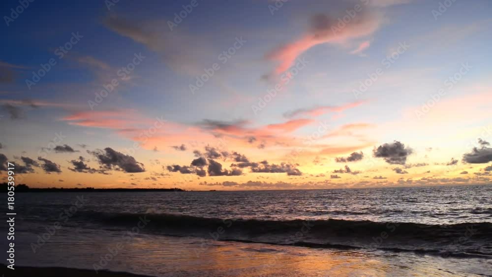 Amazing sky over the tropical beach in evening Amazing sky over the tropical beach in evening