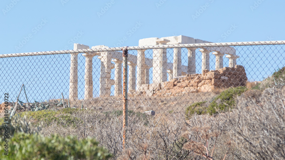 Protection the Greek heritage - Temple of Poseidon in cape Sounion