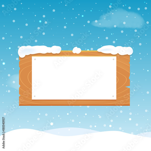 Wooden blank signs with snow. Christmas vector decoration
