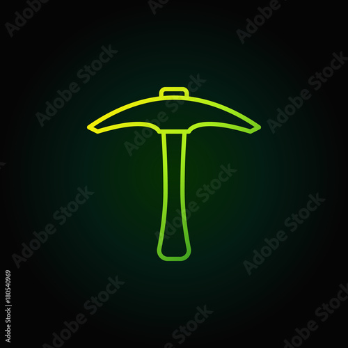Pickaxe green outline icon. Vector pick axe concept linear sign 