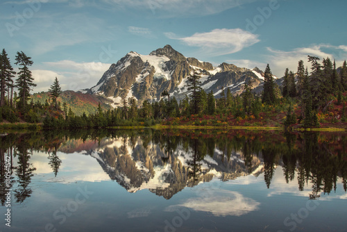 Mountain view with lake reflection