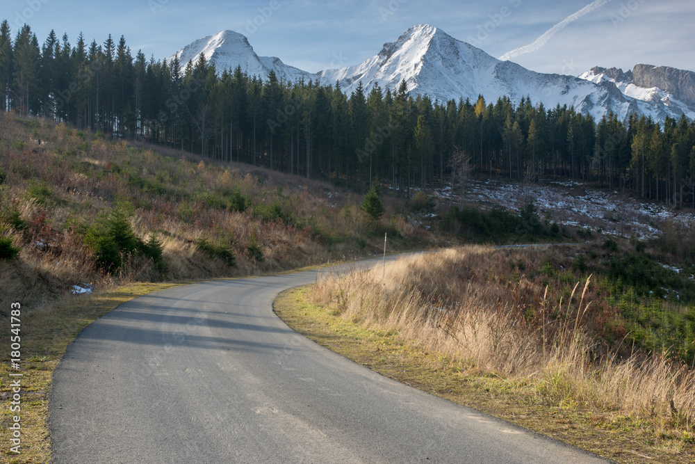 asphalt road in the mountains, Tatras, Slovakia