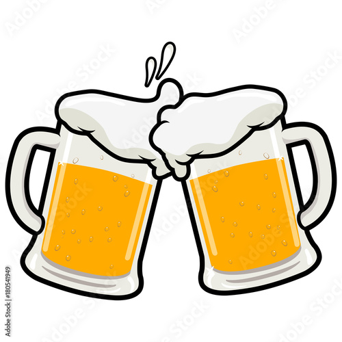 Beer toasting. Vector illustration