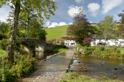 Packhorse bridge and ford at Malmsmead, Exmoor, North Devon photo