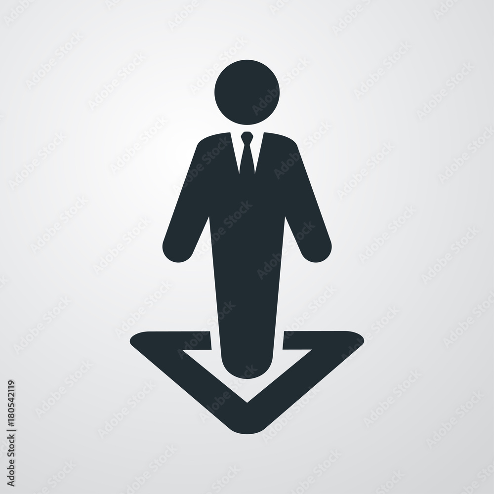 Icono plano hombre en triangulo en fondo degradado Icono plano hombre en triangulo en fondo degradado
