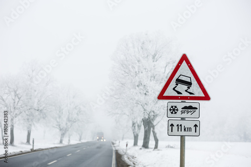 winter warning sign