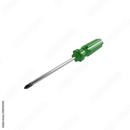 crosshead screwdriver with a green handle photo