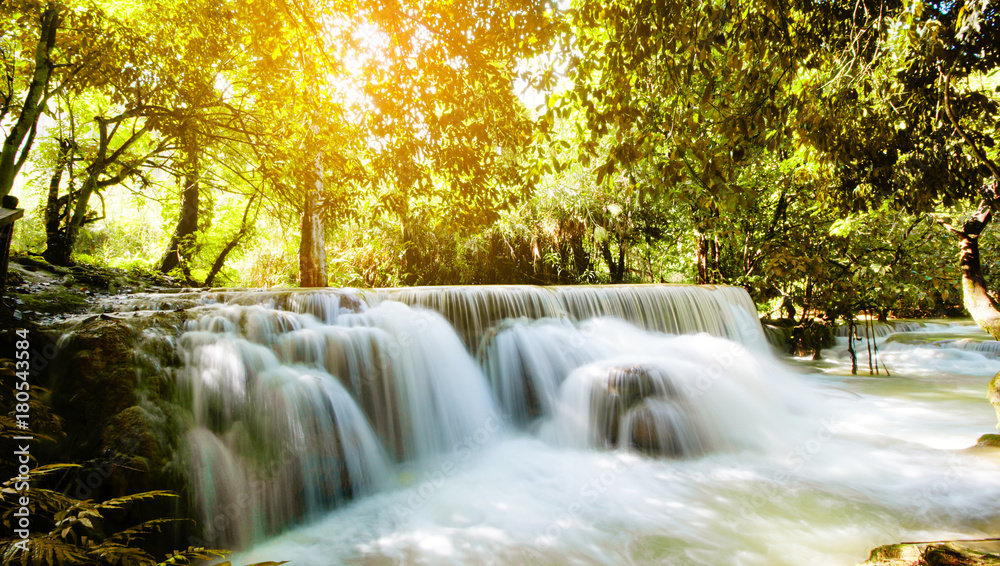 Beautiful waterfall in forest, Tat Kuang Si Waterfalls, Luang prabang Laos. Beautiful waterfall in forest, Tat Kuang Si Waterfalls, Luang prabang Laos.