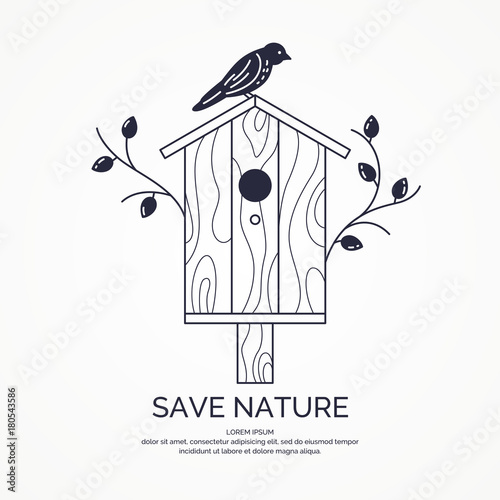 Poster with a picture of the birdhouse.