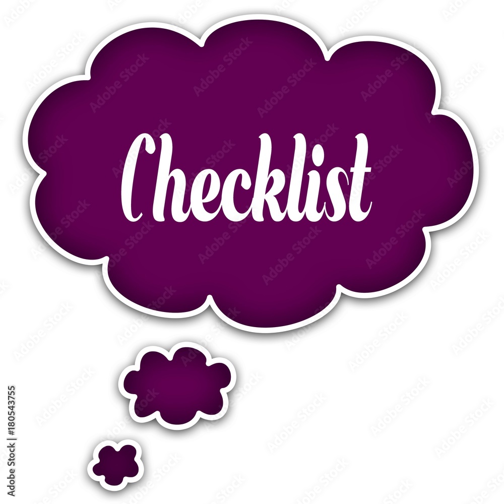 CHECKLIST on magenta thought cloud.