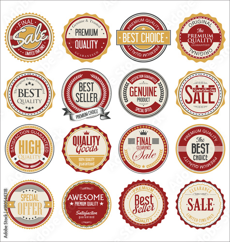 Golden sale frame badge and label vector collection