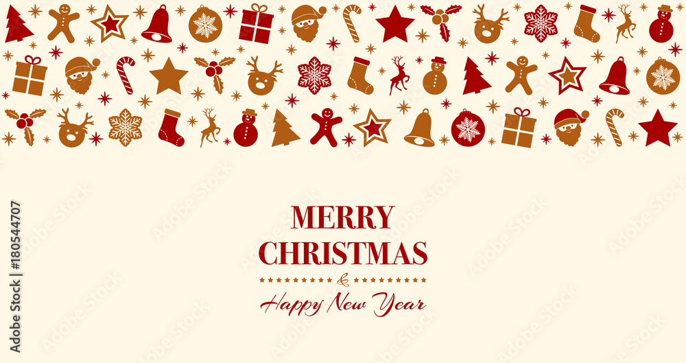 Merry Christmas - greeting with decoration. Vector.