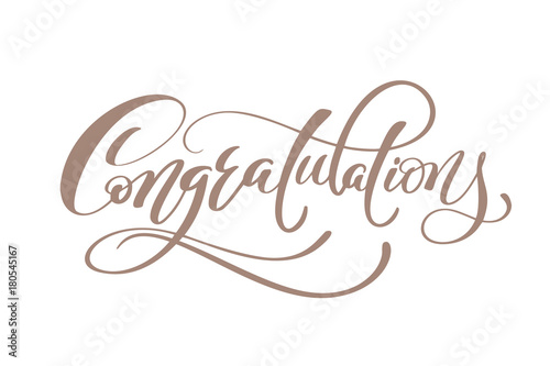 Congratulations Hand lettering Calligraphic greeting inscription Vector handwritten typography