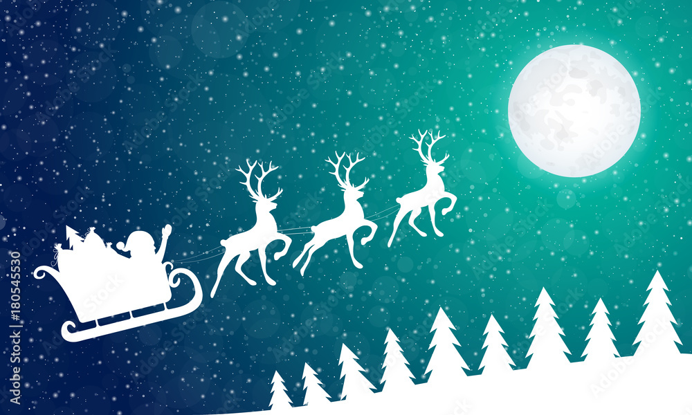 Christmas card with silhouette of Santa Claus with presents. Vector.. Christmas card with silhouette of Santa Claus with presents. Vector..