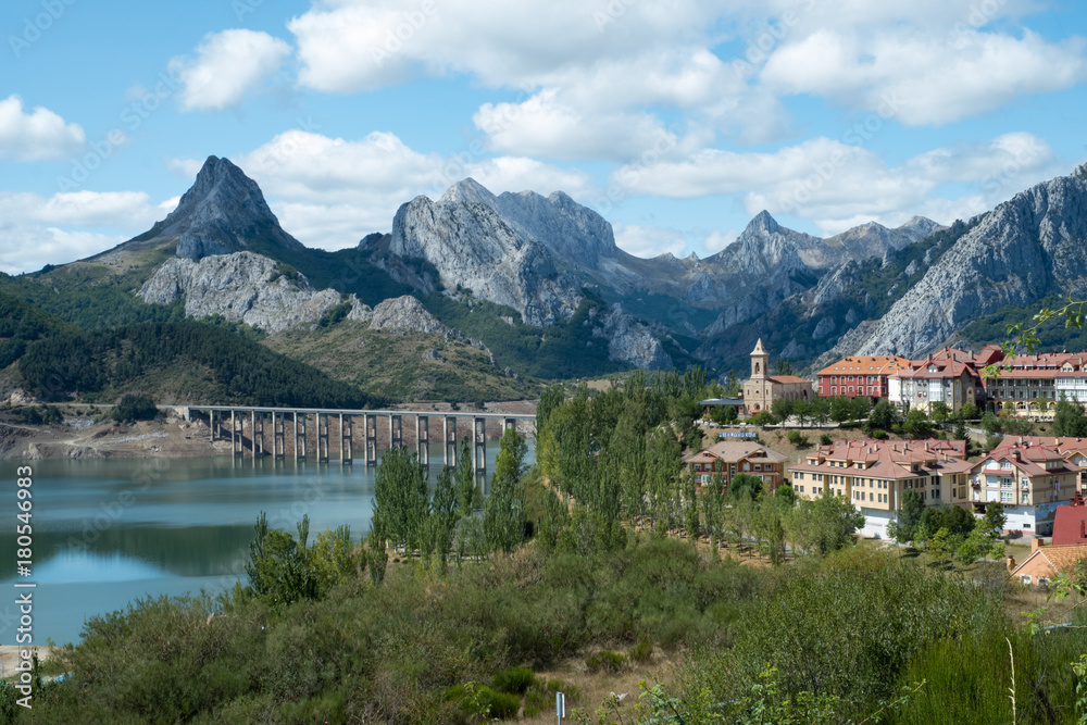 Landscape of Riana, a small lakeside town in Spain