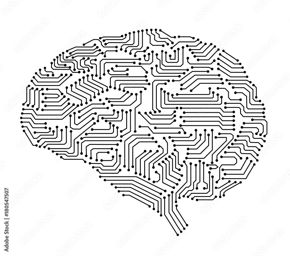 circuit board in brain shape Stock Vector | Adobe Stock