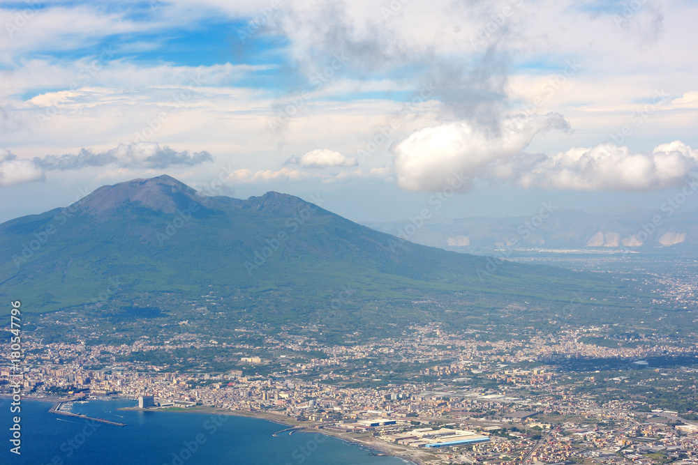 Gulf of Naples and Vesuvius panoramic view from Faito mountain