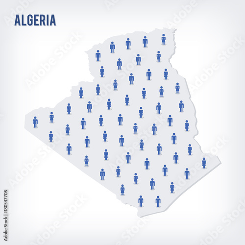 Vector people map of Algeria. The concept of population. photo