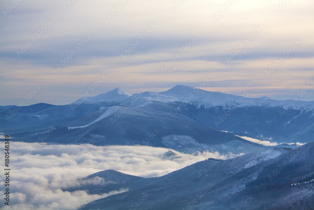 Fantastic winter landscape. Ski resort Dragobrat, Carpathian mountains, Ukraine.