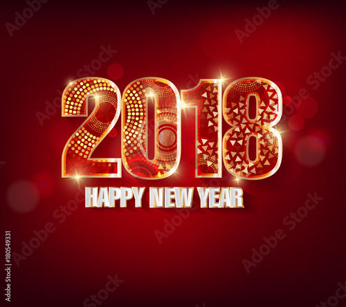 Happy new year 2018 greeting card and merry christmas