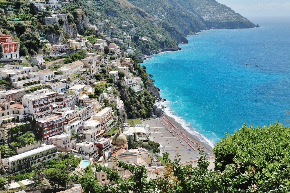 Panoramic view of Positano, Amalfi coast, Italy