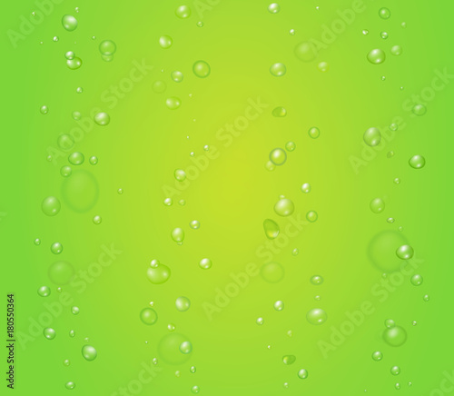 Creen vector background with bubbles or drops. Lime, aloe kiwi juice illustration