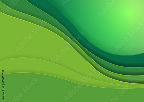 Green abstract paper carve background.Paper art style of nature template concept design.Vector illustration.