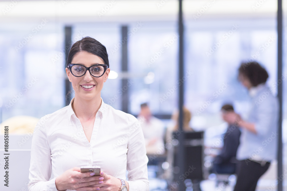 Elegant Woman Using Mobile Phone in startup office building Elegant Woman Using Mobile Phone in startup office building