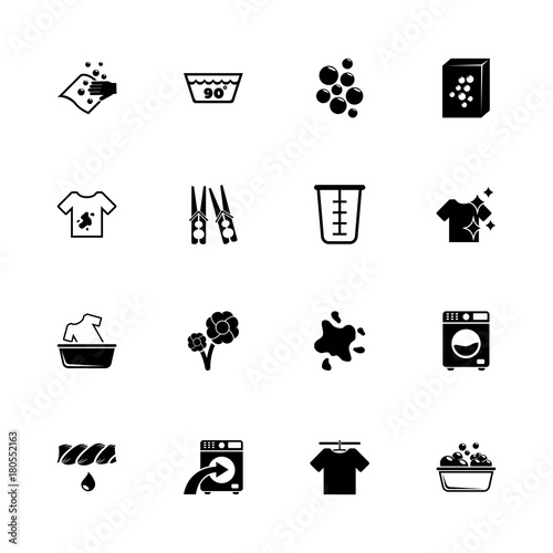 Laundry icons - Expand to any size - Change to any colour. Flat Vector Icons - Black Illustration on White Background.