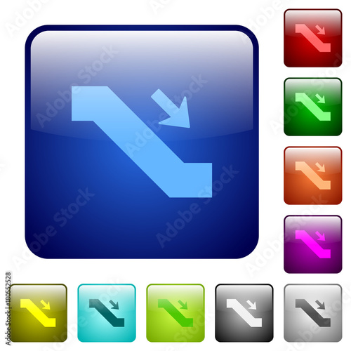Free Download Escalator down sign color square buttons - GFXLoad