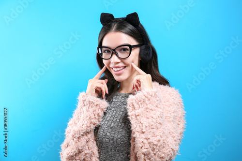 Beautiful hipster girl on b...