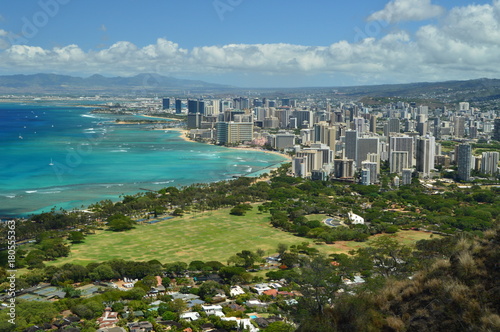 Fototapeta Naklejka Na Ścianę i Meble -  Waikiki Seen From Diamond Head. Oahu, Hawaii, USA, EEUU.