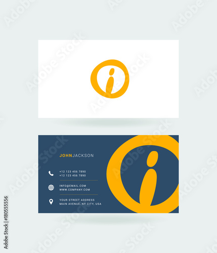 Letter i Logo with Business Card Template Vector.