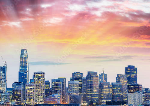 Night skyline of San Francisco from Treasure Island