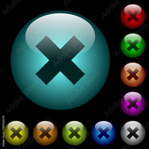 Cancel icons in color illuminated glass buttons