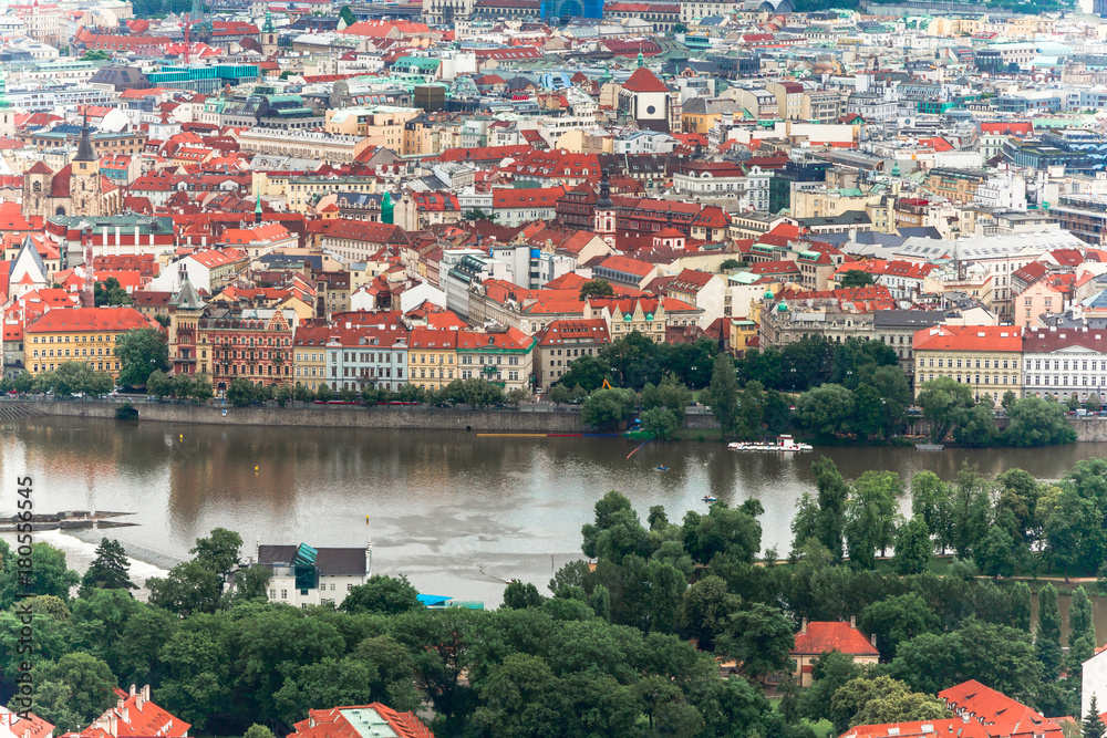 View of the river and Prague houses