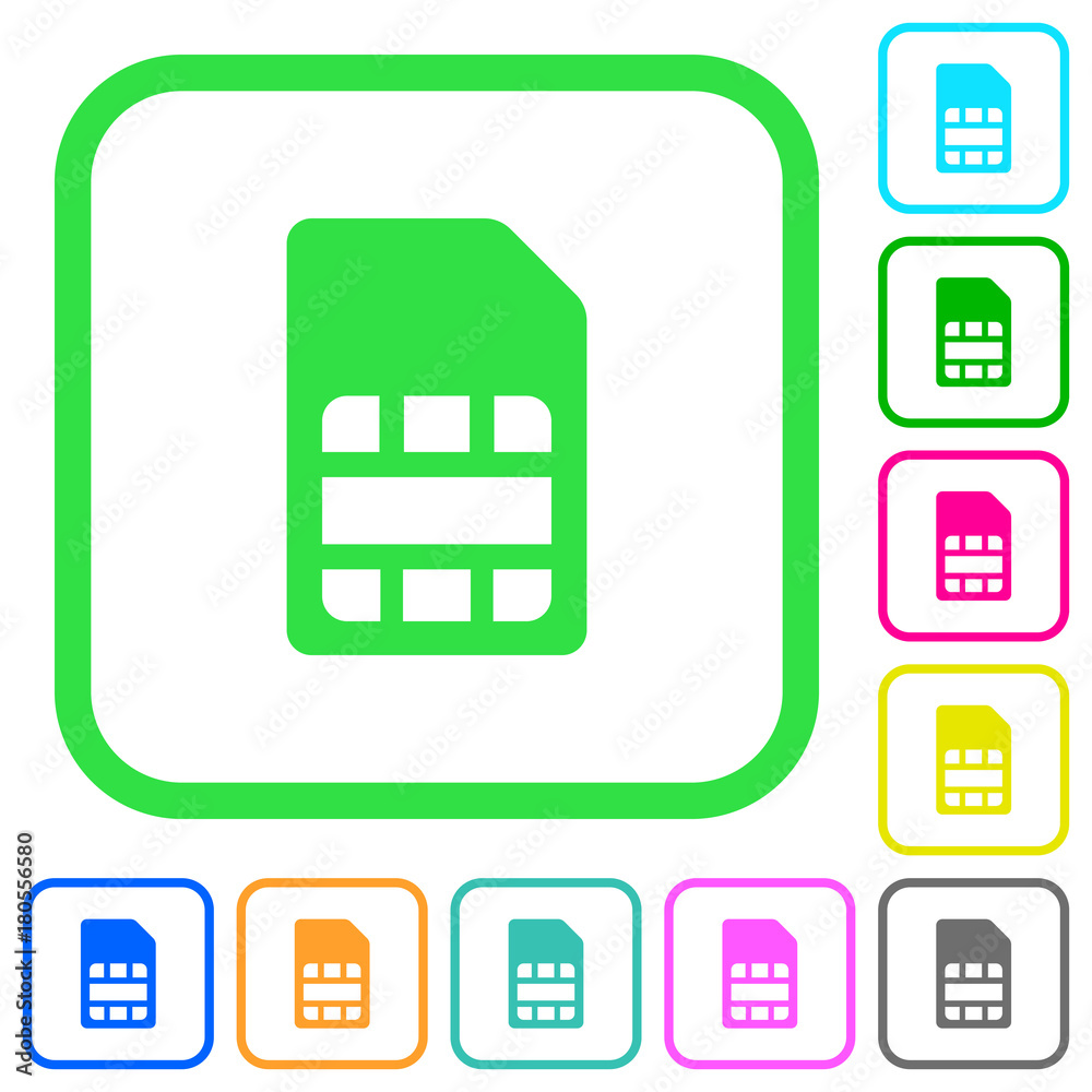 SIM card vivid colored flat icons icons