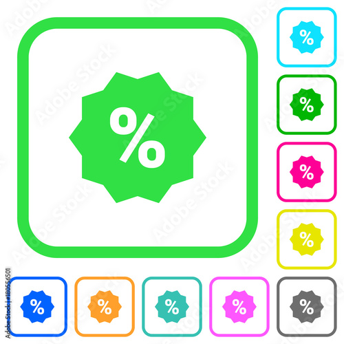Discount sticker vivid colored flat icons icons