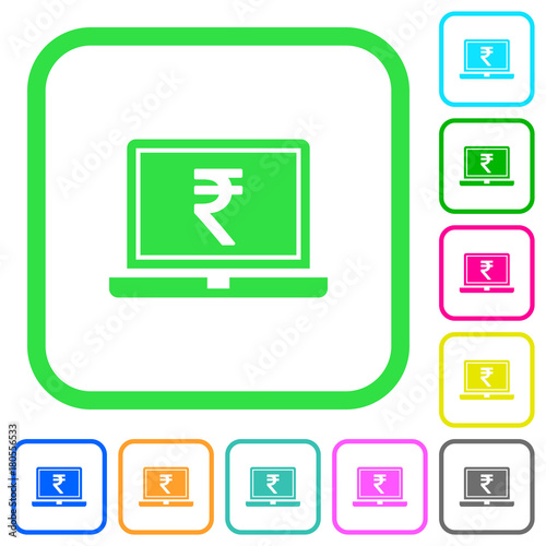 Laptop with Rupee sign vivid colored flat icons icons
