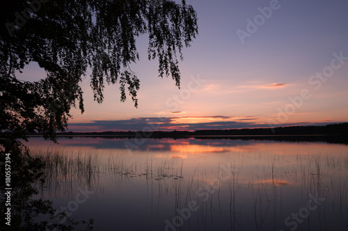 Sunset over lake