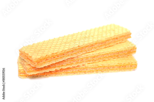Cheese flavored wafer on white background