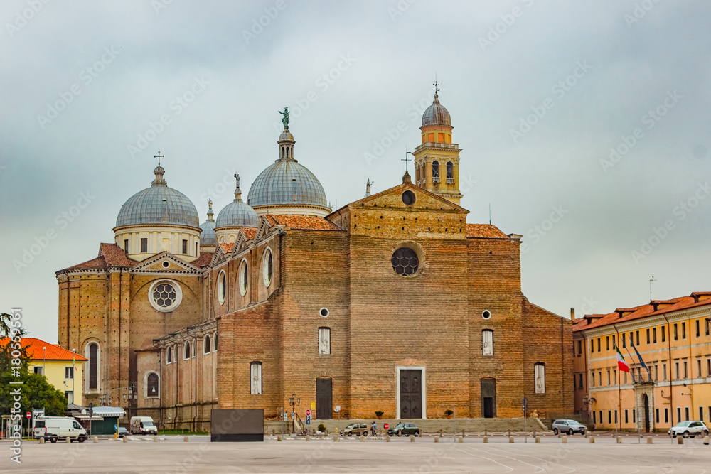 Basilica di Santa Giustina, Padova, Italy. Abbey of Santa Giustina is a Benedictine abbey in the center of the City of Padua. Basilica is located in the center of the square Prato della Valle.