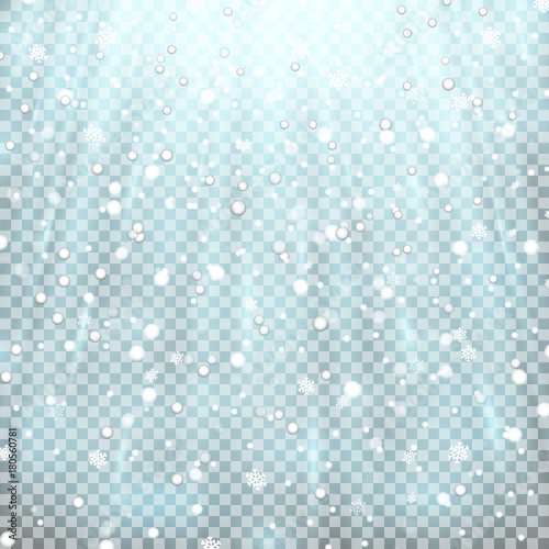 snowfall on transparent background, aqua color