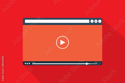 Video player template in flat style vector illustration