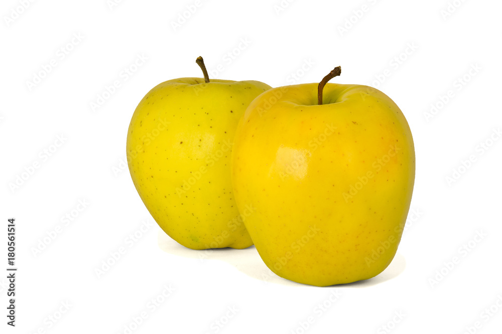 a group of yellow apples isolate on a white background