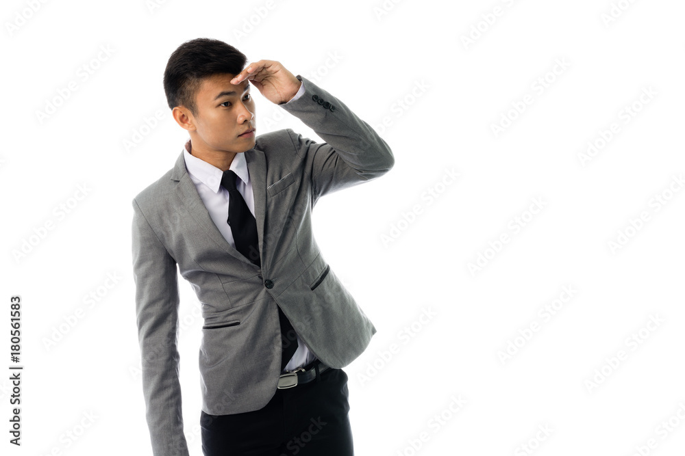 Portrait of a business man looking to the right side. Isolated on white background Portrait of a business man looking to the right side. Isolated on white background
